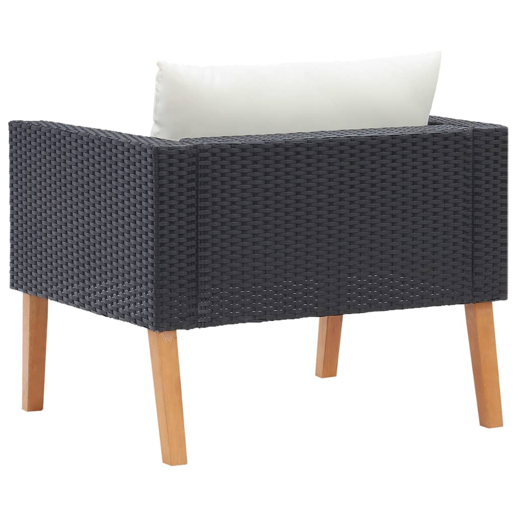 vidaXL 1-Sitzer-Gartensofa mit Auflagen Poly Rattan Schwarz