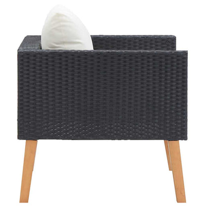 vidaXL 1-Sitzer-Gartensofa mit Auflagen Poly Rattan Schwarz