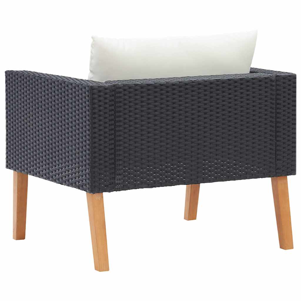 vidaXL 1-Sitzer-Gartensofa mit Auflagen Poly Rattan Schwarz