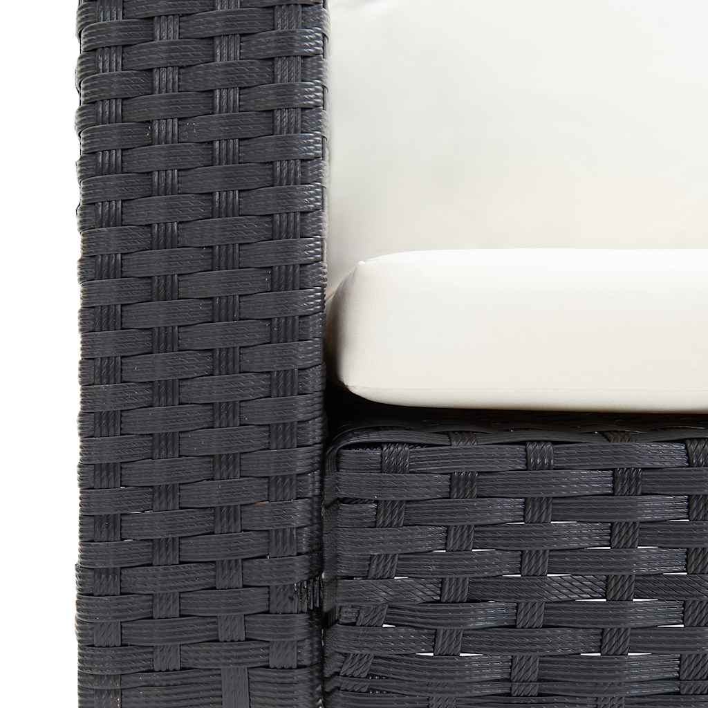 vidaXL 1-Sitzer-Gartensofa mit Auflagen Poly Rattan Schwarz
