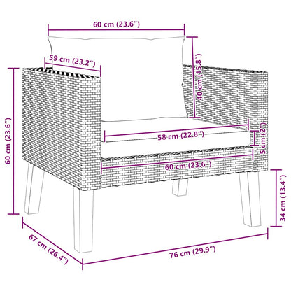 vidaXL 1-Sitzer-Gartensofa mit Auflagen Poly Rattan Schwarz