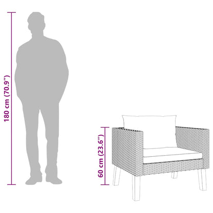 vidaXL 1-Sitzer-Gartensofa mit Auflagen Poly Rattan Schwarz