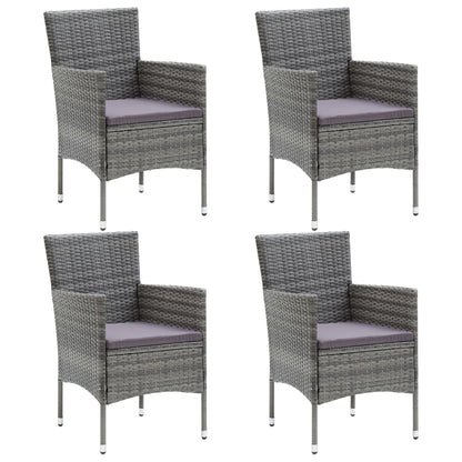 vidaXL Garten-Essstühle 4 Stk. Poly Rattan Grau