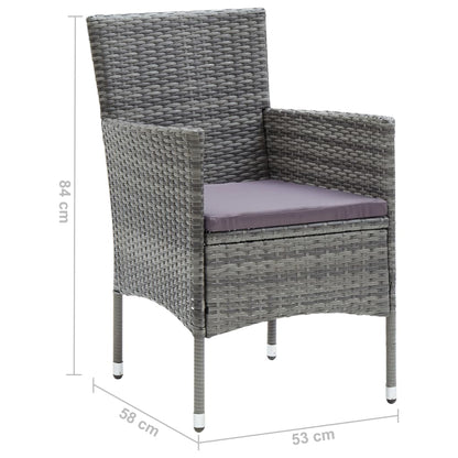 vidaXL Garten-Essstühle 4 Stk. Poly Rattan Grau