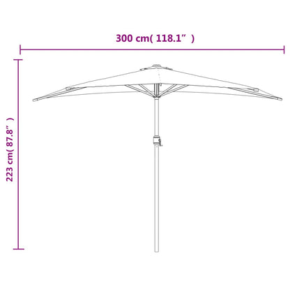 vidaXL Balkon-Sonnenschirm Alu-Mast Blau 300x155x223cm Halbrund