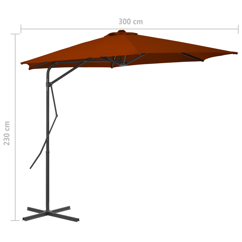 vidaXL Sonnenschirm mit Stahl-Mast 300x230 cm Terrakotta