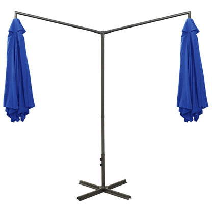 vidaXL Doppel-Sonnenschirm mit Stahl-Mast 600 cm Azurblau
