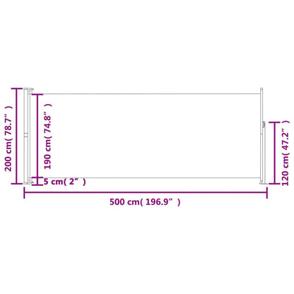 vidaXL Seitenmarkise Ausziehbar 200x500 cm Blau