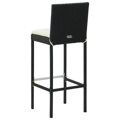 vidaXL Garten-Barhocker mit Kissen 4 Stk. Schwarz Poly Rattan