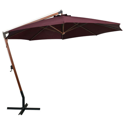 vidaXL Ampelschirm mit Mast Bordeauxrot 3,5x2,9 m Massivholz Tanne