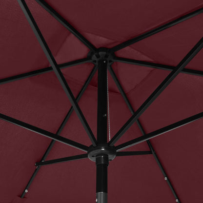 vidaXL Sonnenschirm mit LEDs und Stahl-Mast Bordeauxrot 2x3 m
