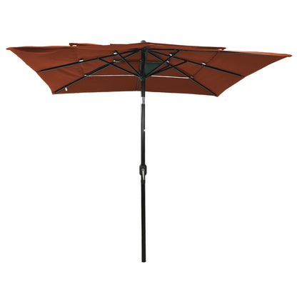 vidaXL Sonnenschirm mit Aluminium-Mast 3-lagig Terrakottarot 2,5x2,5 m