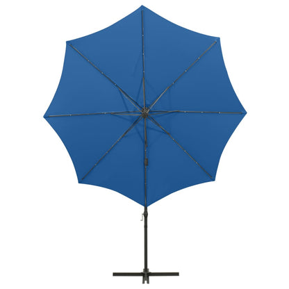 vidaXL Ampelschirm mit LED-Beleuchtung 300 cm Azurblau
