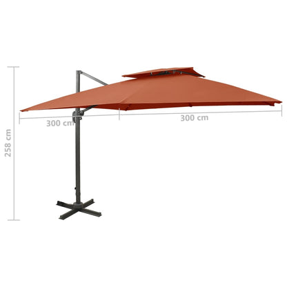 vidaXL Ampelschirm mit Lüftung 300x300 cm Terrakotta