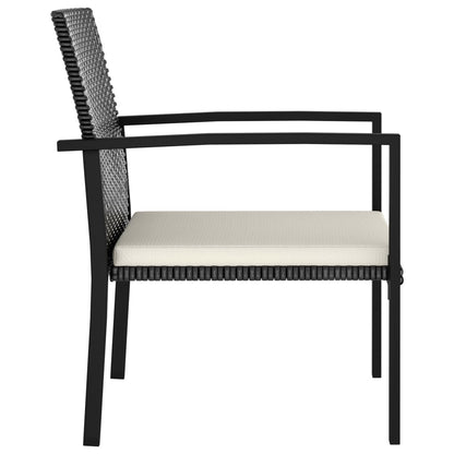 vidaXL Garten-Essstühle 2 Stk. Poly Rattan Schwarz