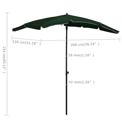 vidaXL Sonnenschirm mit Mast 200x130 cm Grün