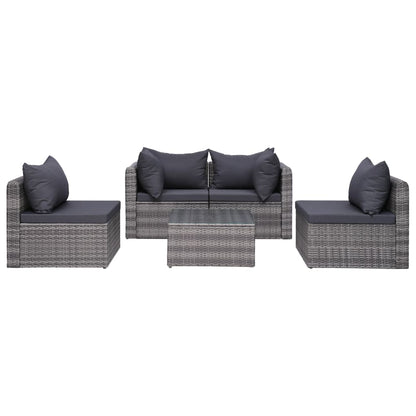vidaXL 8-tlg. Garten-Lounge-Set mit Kissen Poly Rattan Grau