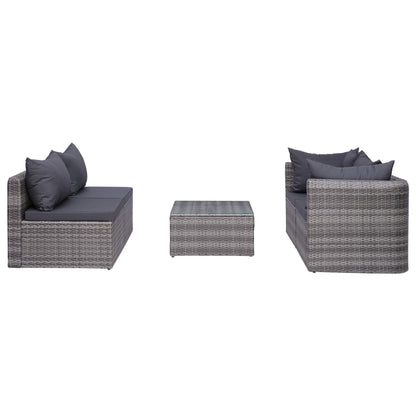 vidaXL 8-tlg. Garten-Lounge-Set mit Kissen Poly Rattan Grau