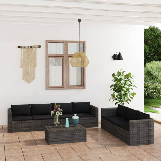 vidaXL 8-tlg. Garten-Lounge-Set mit Kissen Poly Rattan Grau
