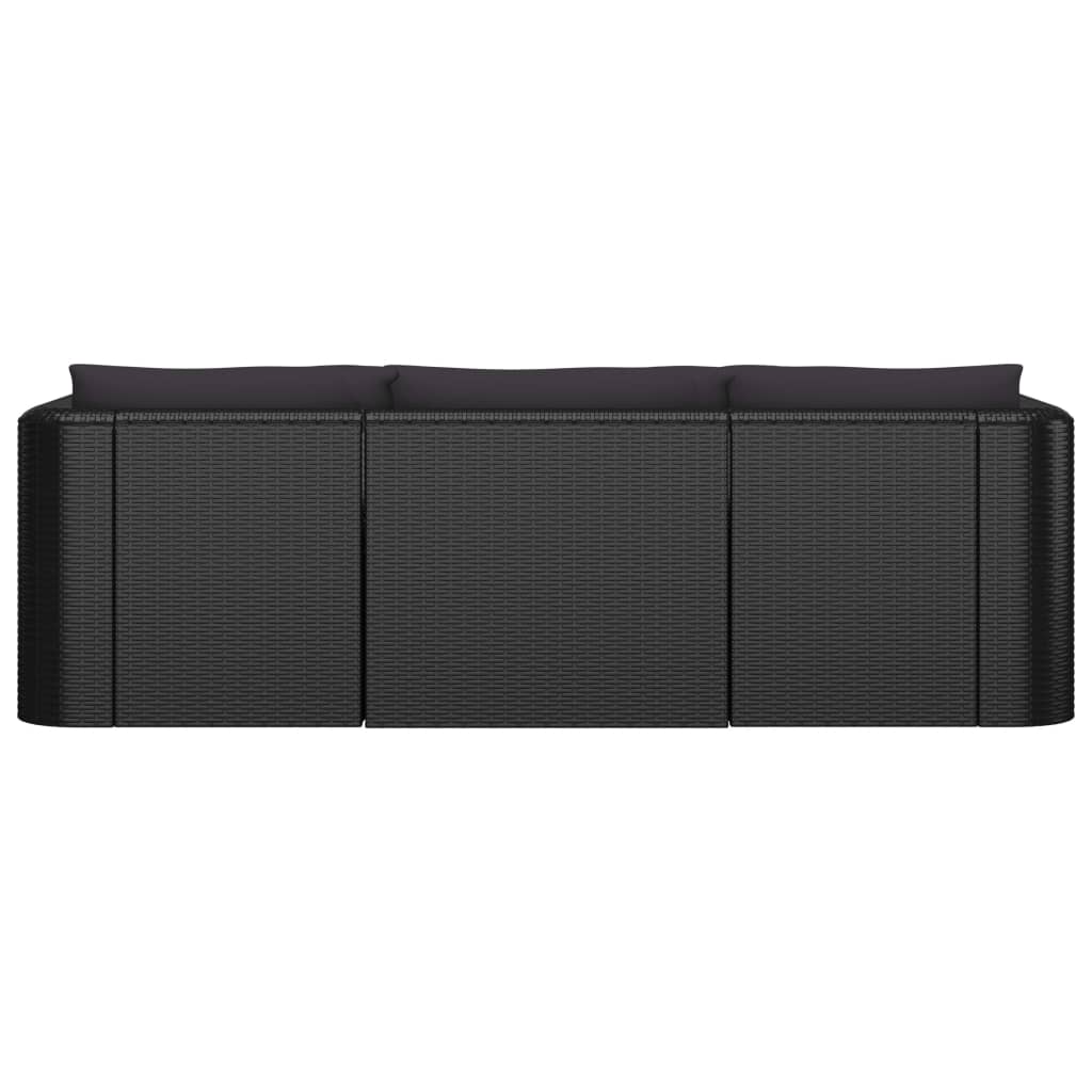 vidaXL 8-tlg. Garten-Lounge-Set mit Kissen Poly Rattan Schwarz