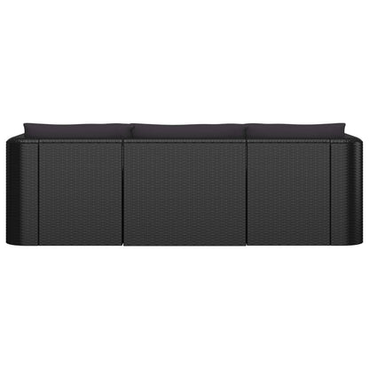 vidaXL 8-tlg. Garten-Lounge-Set mit Kissen Poly Rattan Schwarz