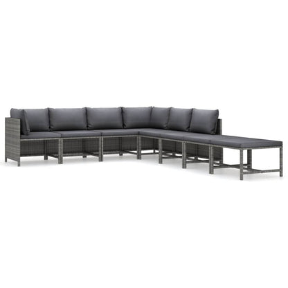 vidaXL 8-tlg. Garten-Lounge-Set mit Kissen Poly Rattan Grau