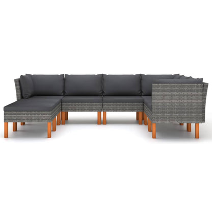 vidaXL 8-tlg. Garten-Lounge-Set mit Kissen Poly Rattan Grau