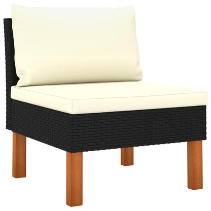 vidaXL 8-tlg. Garten-Lounge-Set mit Kissen Poly Rattan Schwarz