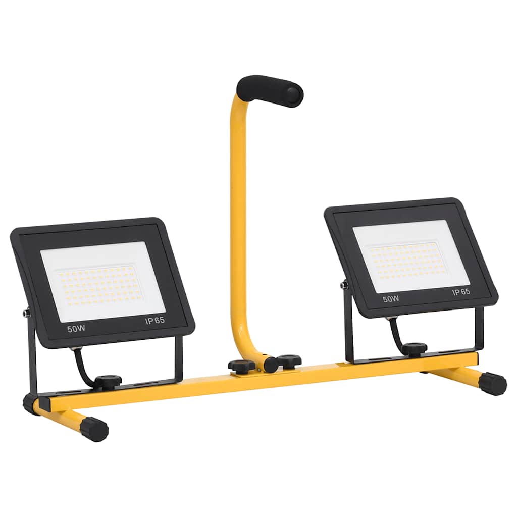 vidaXL LED-Fluter mit Handgriff 2x50 W Warmweiß