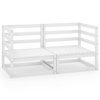 vidaXL Gartensofa 2-Sitzer Weiß Massivholz Kiefer