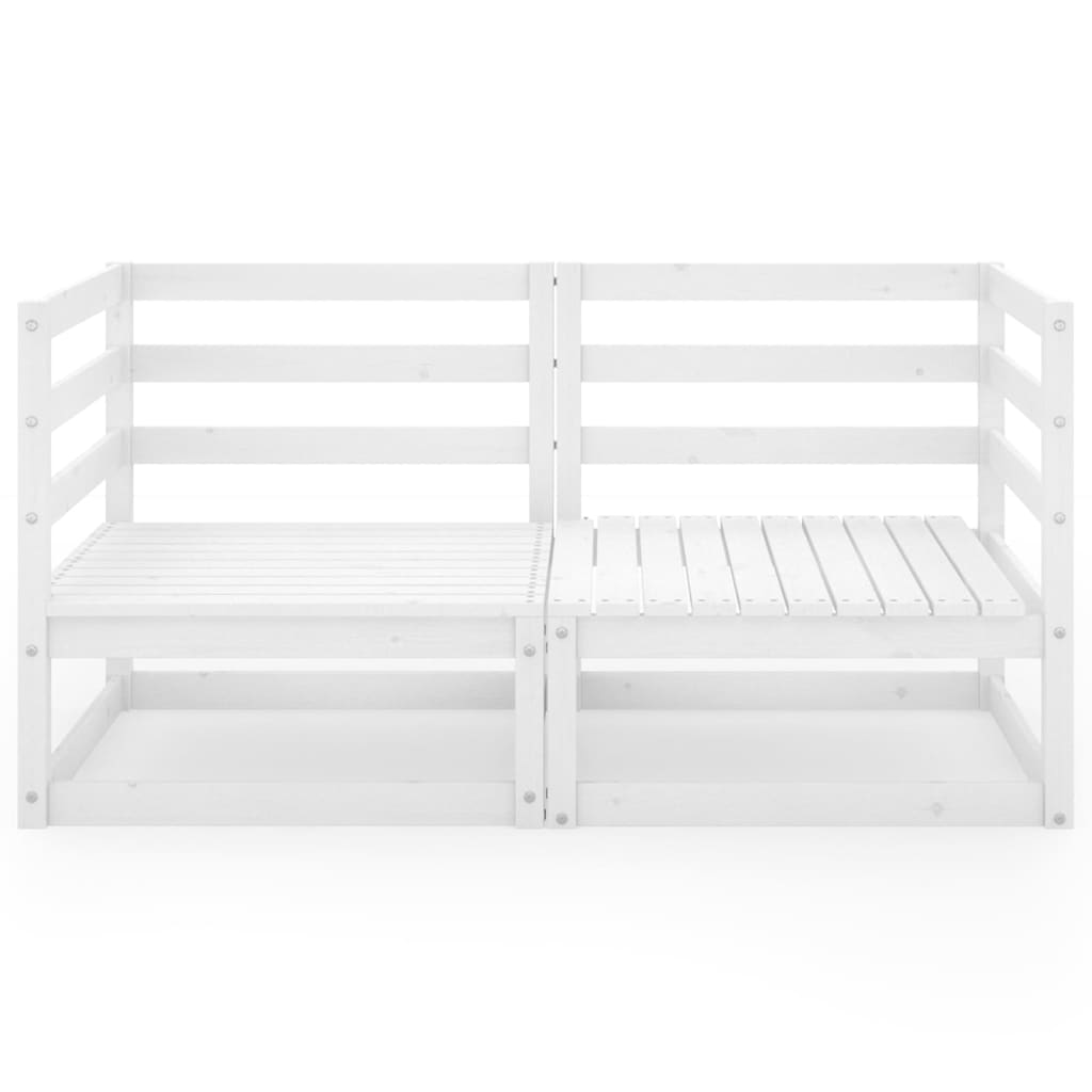 vidaXL Gartensofa 2-Sitzer Weiß Massivholz Kiefer
