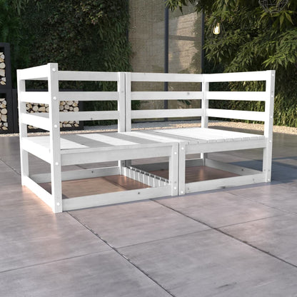 vidaXL Gartensofa 2-Sitzer Weiß Massivholz Kiefer