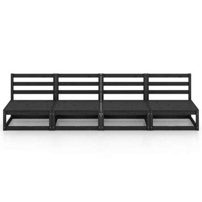 vidaXL Outdoor-Sofa 4-Sitzer Schwarz Massivholz Kiefer