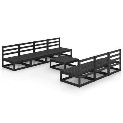 vidaXL 8-tlg. Garten-Lounge-Set Schwarz Massivholz Kiefer