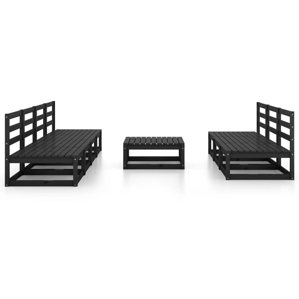 vidaXL 8-tlg. Garten-Lounge-Set Schwarz Massivholz Kiefer
