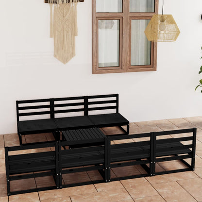 vidaXL 8-tlg. Garten-Lounge-Set Schwarz Massivholz Kiefer