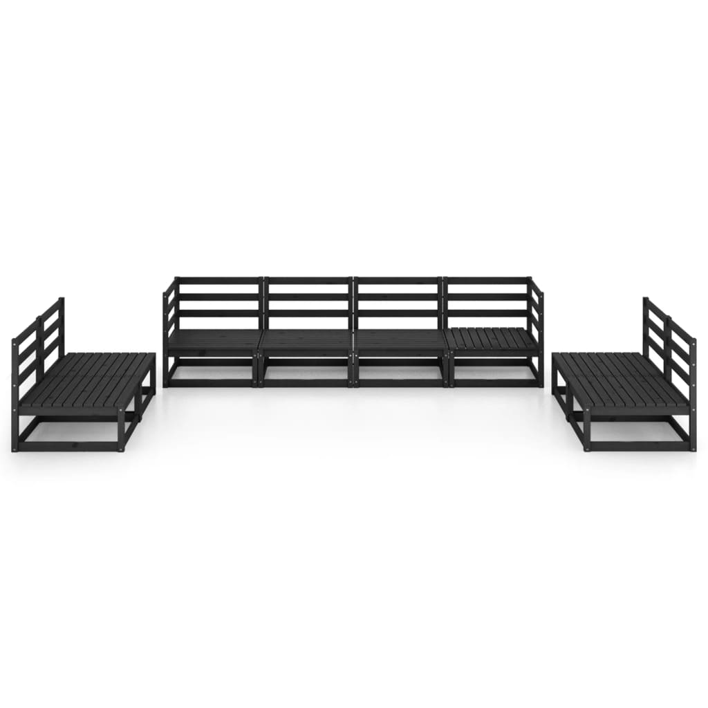 vidaXL 8-tlg. Garten-Lounge-Set Schwarz Massivholz Kiefer