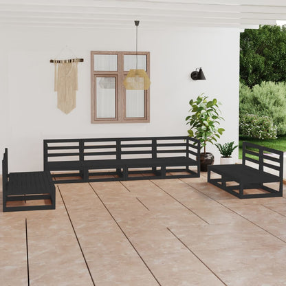 vidaXL 8-tlg. Garten-Lounge-Set Schwarz Massivholz Kiefer