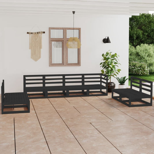 vidaXL 8-tlg. Garten-Lounge-Set Schwarz Massivholz Kiefer