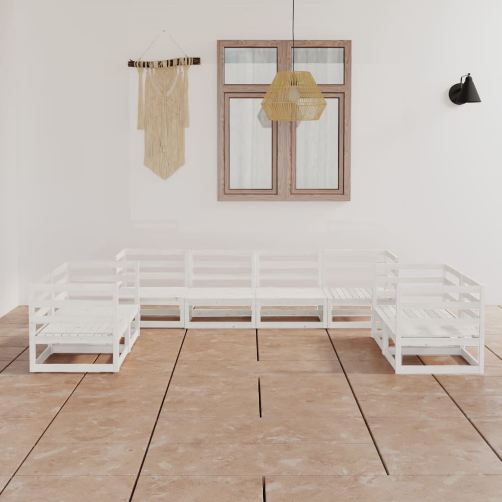vidaXL 8-tlg. Garten-Lounge-Set Weiß Massivholz Kiefer