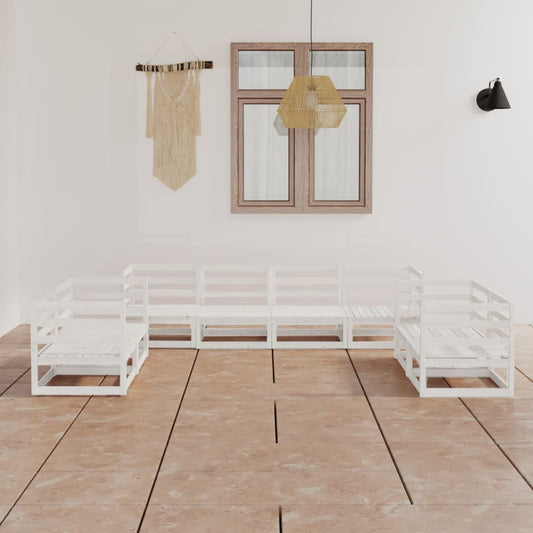 vidaXL 8-tlg. Garten-Lounge-Set Weiß Massivholz Kiefer