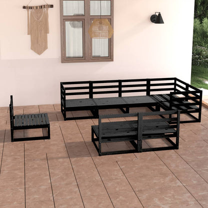vidaXL 8-tlg. Garten-Lounge-Set Schwarz Massivholz Kiefer