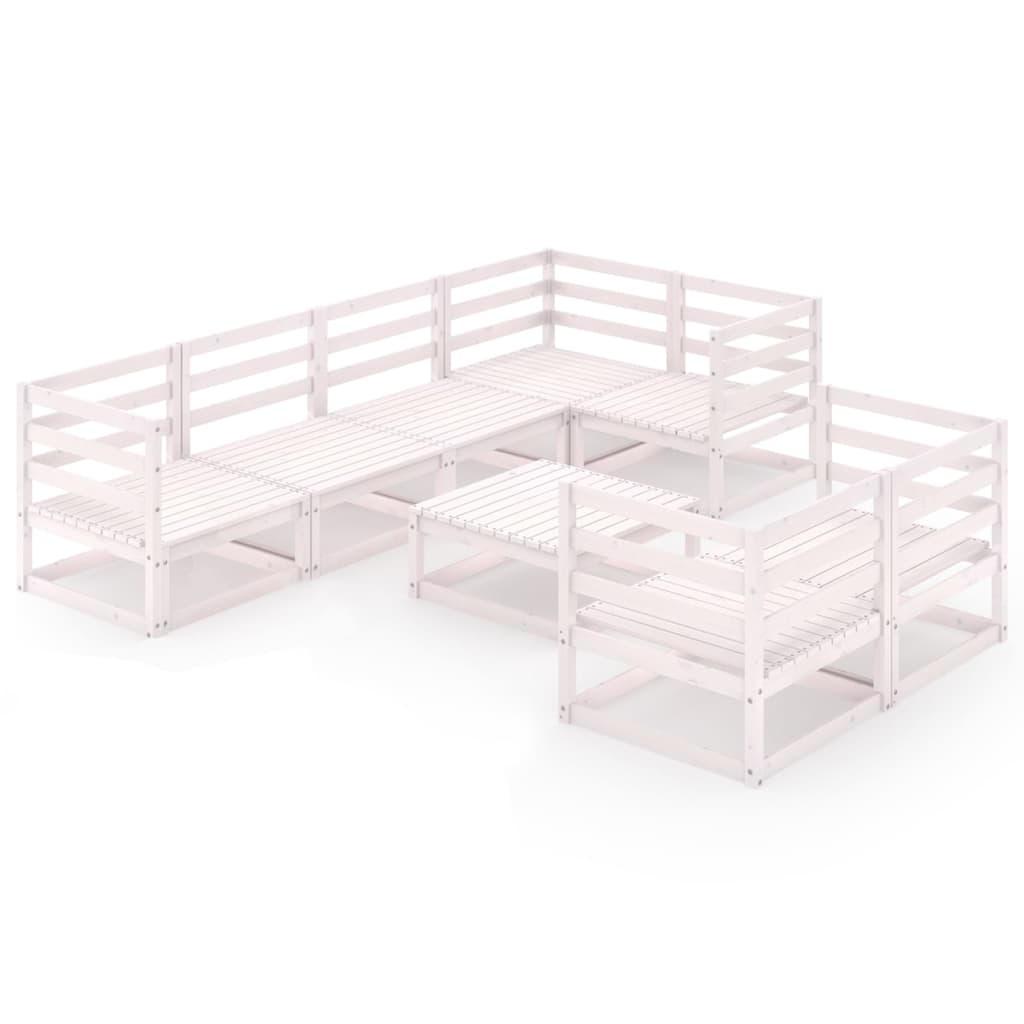 vidaXL 8-tlg. Garten-Lounge-Set Weiß Massivholz Kiefer