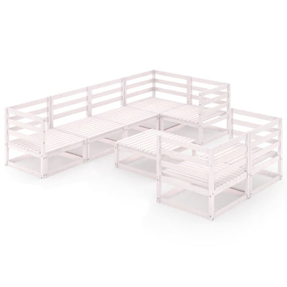 vidaXL 8-tlg. Garten-Lounge-Set Weiß Massivholz Kiefer