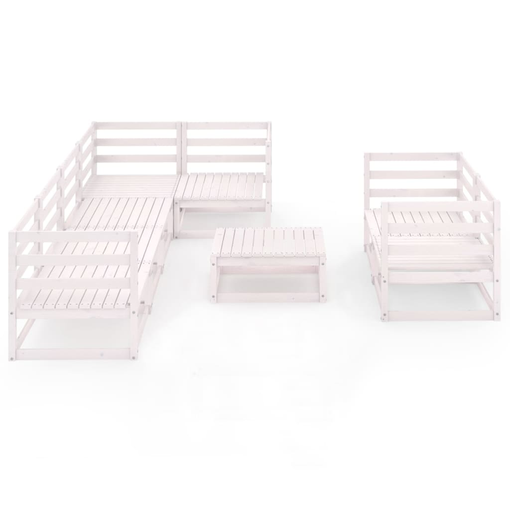 vidaXL 8-tlg. Garten-Lounge-Set Weiß Massivholz Kiefer