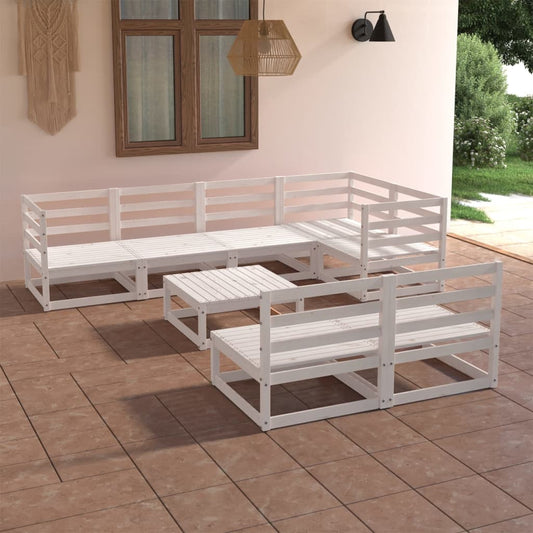 vidaXL 8-tlg. Garten-Lounge-Set Weiß Massivholz Kiefer