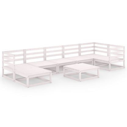 vidaXL 8-tlg. Garten-Lounge-Set Weiß Kiefer Massivholz
