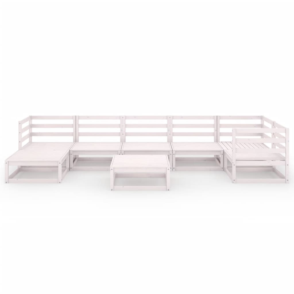 vidaXL 8-tlg. Garten-Lounge-Set Weiß Kiefer Massivholz