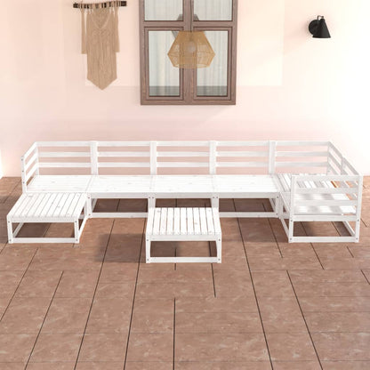 vidaXL 8-tlg. Garten-Lounge-Set Weiß Kiefer Massivholz