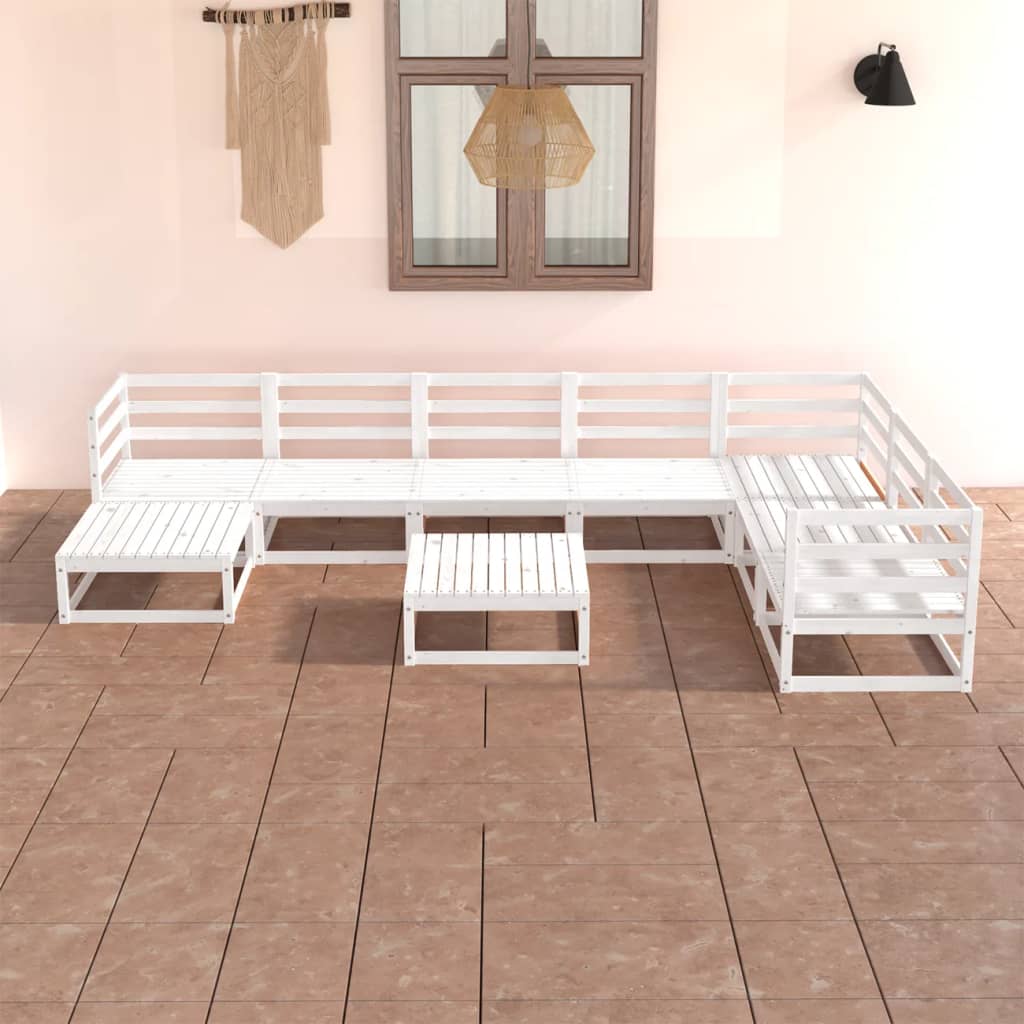 vidaXL 8-tlg. Garten-Lounge-Set Weiß Kiefer Massivholz